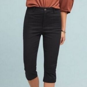 Womens Anthropologie Cropped Skinny Pedal Pusher Black Capri Pants Sz